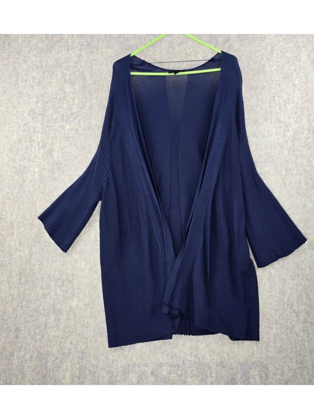 Lane Bryant Womens Navy Open Cardigan 26/28 Rayon Nylon Fabric Flared Sleeves